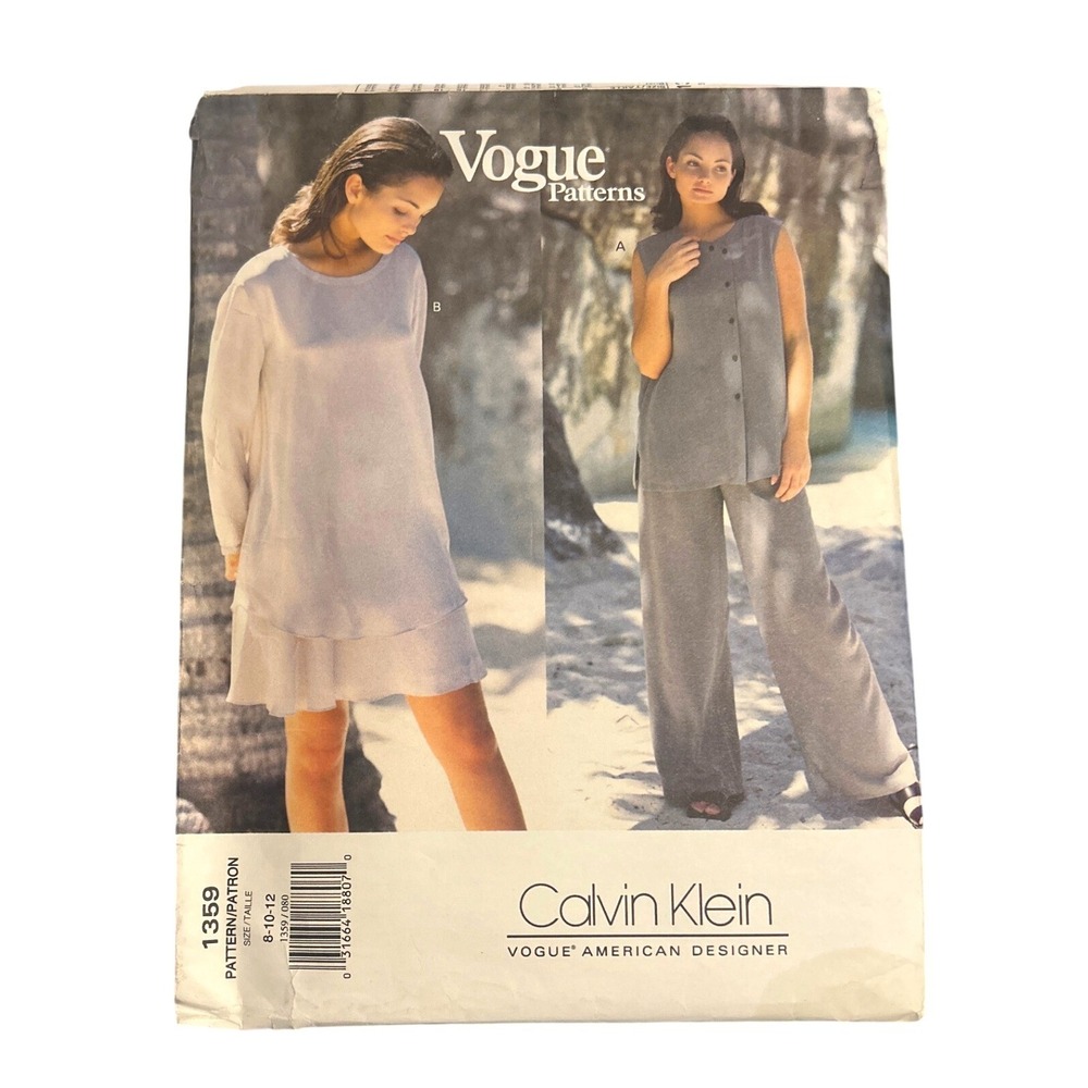 Vogue 1359 Calvin Klein American Designer Sewing Pattern Top Skirt Pants 8-12